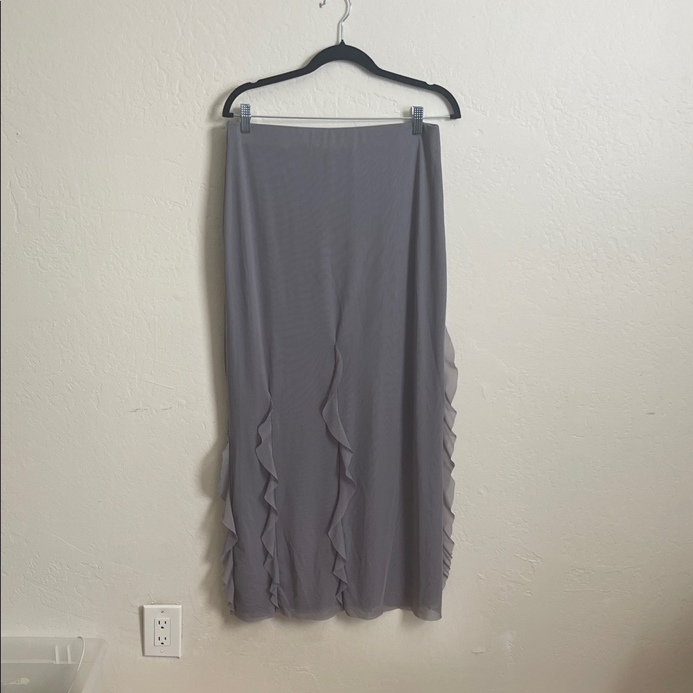 Zara Gray Ruffle Maxi Skirt Size L